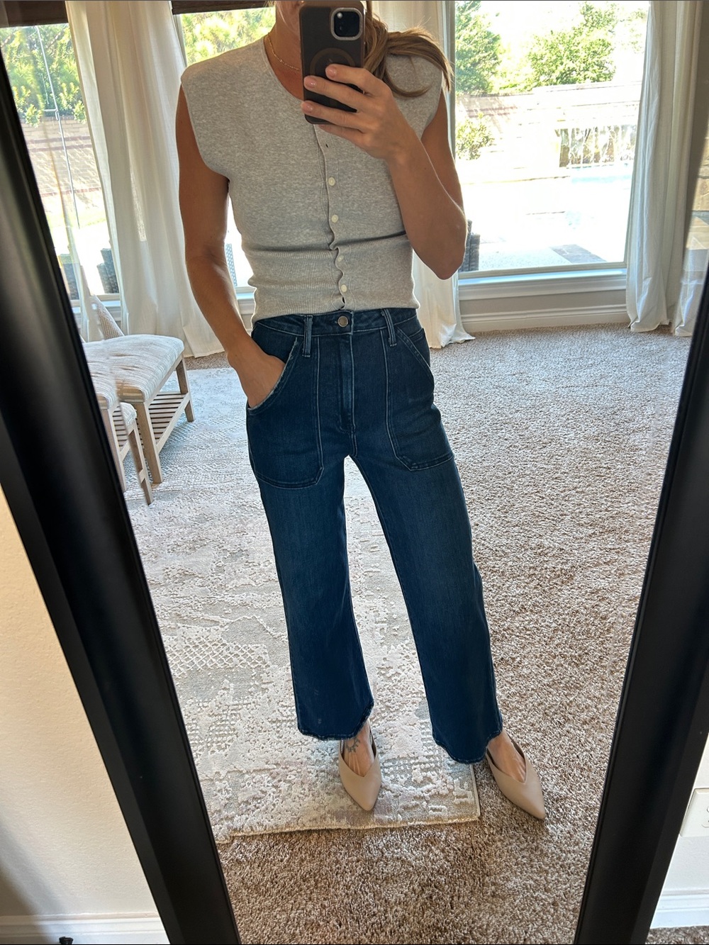 Just Black Dark Blue High-Rise Wide Leg Jeans